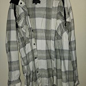 Button down Shirt w a hood on it